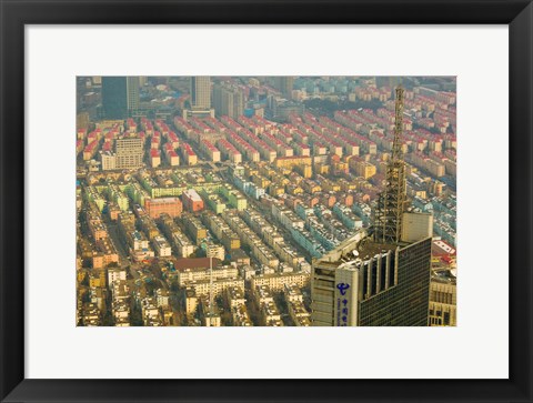 Framed Aerial view of housing, Shanghai, China Print