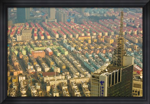 Framed Aerial view of housing, Shanghai, China Print