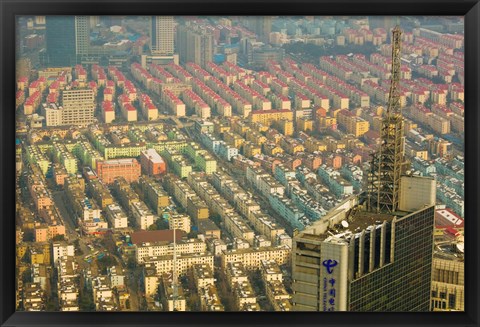 Framed Aerial view of housing, Shanghai, China Print