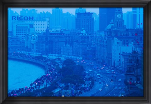 Framed Buildings in a city at dusk, The Bund, Shanghai, China Print