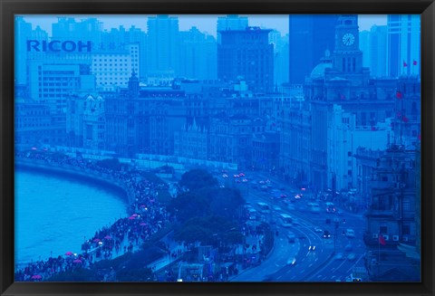 Framed Buildings in a city at dusk, The Bund, Shanghai, China Print