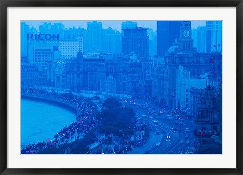 Framed Buildings in a city at dusk, The Bund, Shanghai, China Print