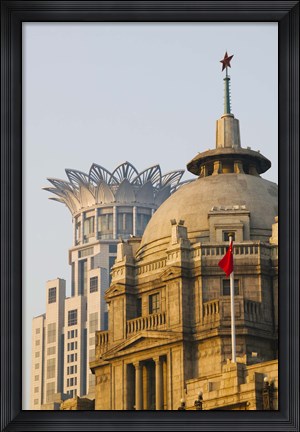 Framed Buildings in The Bund at dawn, Shanghai, China Print