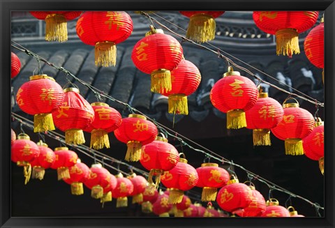 Framed Red Lanterns, Shanghai, China Print