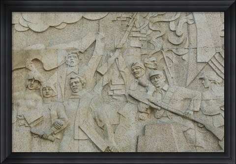 Framed Revolutionary frieze in Huangpu Park by Huangpu River, The Bund, Shanghai, China Print