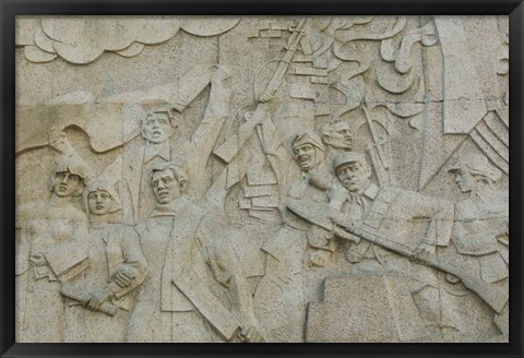 Framed Revolutionary frieze in Huangpu Park by Huangpu River, The Bund, Shanghai, China Print