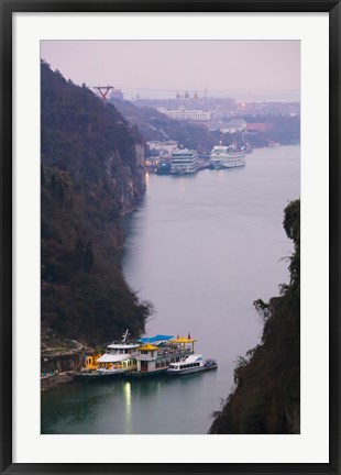 Framed Ferries at anchor, Yangtze River, Yichang, Hubei Province, China Print