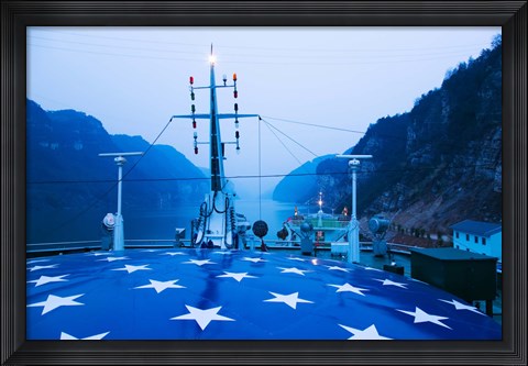 Framed Yangtze River Cruise Ship view at dawn, Yangtze River, Yichang, Hubei Province, China Print