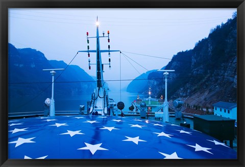 Framed Yangtze River Cruise Ship view at dawn, Yangtze River, Yichang, Hubei Province, China Print