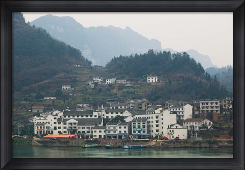 Framed Town by Three Gorges Dam, Yangtze River, Hubei Province, China Print