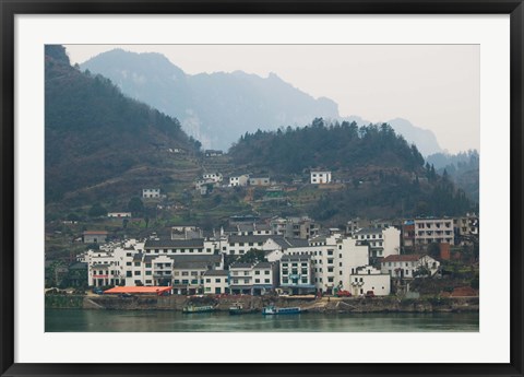 Framed Town by Three Gorges Dam, Yangtze River, Hubei Province, China Print