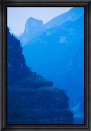 Framed River with Mountains at Dawn, Yangtze River, Yichang, Hubei Province, China Print