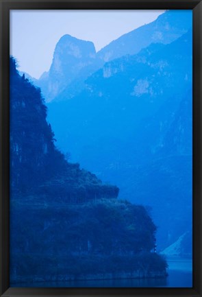 Framed River with Mountains at Dawn, Yangtze River, Yichang, Hubei Province, China Print