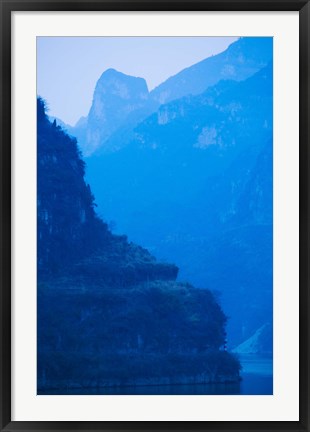 Framed River with Mountains at Dawn, Yangtze River, Yichang, Hubei Province, China Print