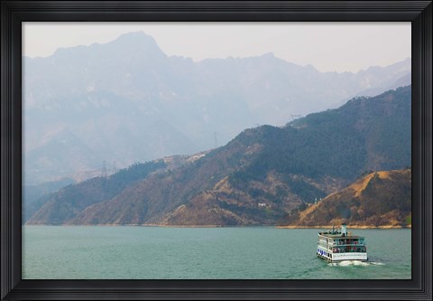 Framed Ferry in a river, Xiling Gorge, Yangtze River, Hubei Province, China Print