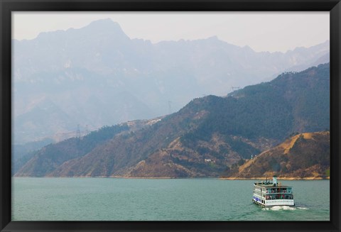 Framed Ferry in a river, Xiling Gorge, Yangtze River, Hubei Province, China Print