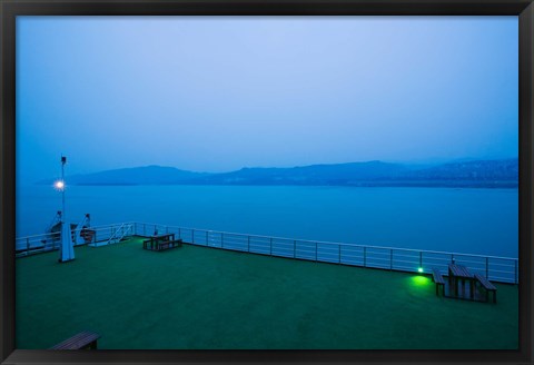 Framed Deck of the Yangtze River Cruise Ship at dawn, Yangtze River, Fengdu, Chongqing Province, China Print