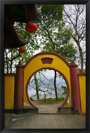 Framed Round passageway of a building, Mingshan, Fengdu Ghost City, Fengdu, Yangtze River, Chongqing Province, China Print