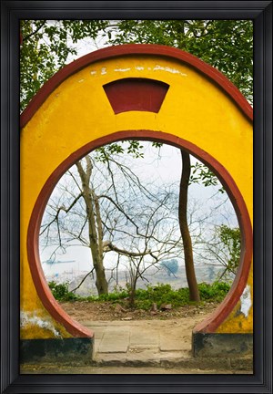 Framed Archway with trees in the background, Mingshan, Fengdu Ghost City, Fengdu, Yangtze River, Chongqing Province, China Print