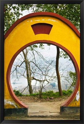 Framed Archway with trees in the background, Mingshan, Fengdu Ghost City, Fengdu, Yangtze River, Chongqing Province, China Print