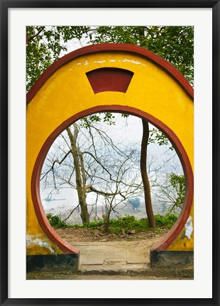 Framed Archway with trees in the background, Mingshan, Fengdu Ghost City, Fengdu, Yangtze River, Chongqing Province, China Print