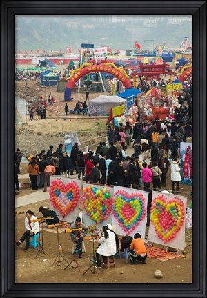 Framed Ciqikou carnival by the Jialing River during Chinese New Year, Ciqikou, Chongqing, China Print