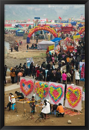 Framed Ciqikou carnival by the Jialing River during Chinese New Year, Ciqikou, Chongqing, China Print