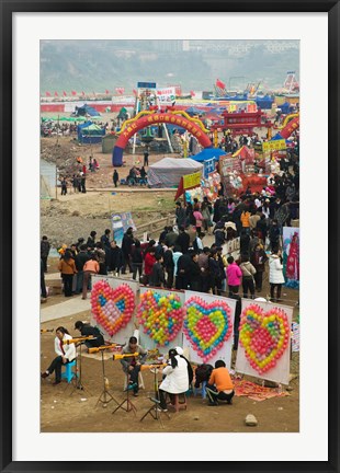 Framed Ciqikou carnival by the Jialing River during Chinese New Year, Ciqikou, Chongqing, China Print