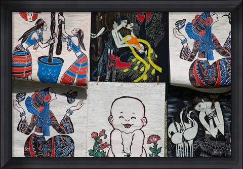 Framed Fabric Items, Dali, Yunnan Province, China Print