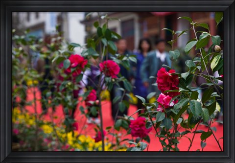 Framed People at spring flower festival, Old Town, Dali, Yunnan Province, China Print