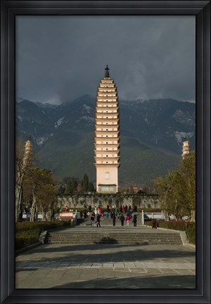 Framed Tourists at the Three Pagodas, Old Town, Dali, Yunnan Province, China Print