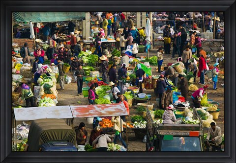 Framed People at a traditional town market, Xizhou, Erhai Hu Lake Area, Yunnan Province, China Print