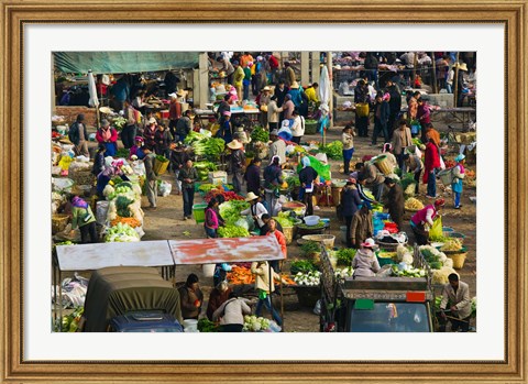 Framed People at a traditional town market, Xizhou, Erhai Hu Lake Area, Yunnan Province, China Print