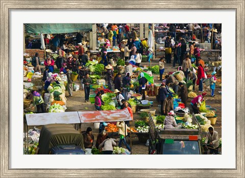 Framed People at a traditional town market, Xizhou, Erhai Hu Lake Area, Yunnan Province, China Print