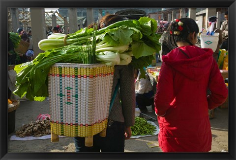 Framed People at a vegetable market, Xizhou, Erhai Hu Lake Area, Yunnan Province, China Print