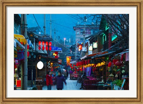 Framed People in a market at the backpacker area around Renmin Lu, Old Town, Dali, Yunnan Province, China Print