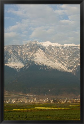 Framed Town at mountainside, Cangshan, Dali, Erhai Hu Lake Area, Yunnan Province, China Print