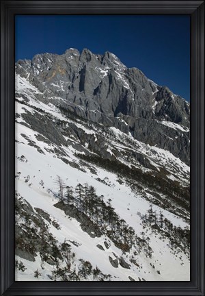 Framed Panoramic view of a mountain range, Jade Dragon Snow Mountain, Lijiang, Yunnan Province, China Print
