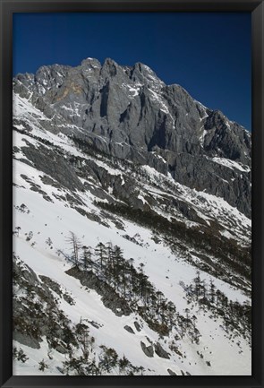 Framed Panoramic view of a mountain range, Jade Dragon Snow Mountain, Lijiang, Yunnan Province, China Print