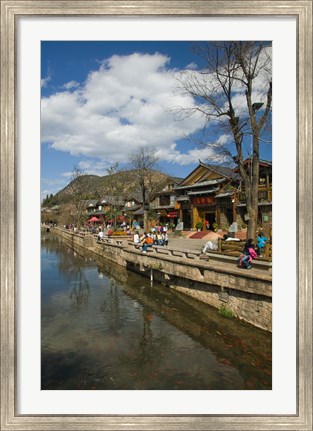 Framed Buildings along Yu River Canal, Old Town, Lijiang, Yunnan Province, China Print