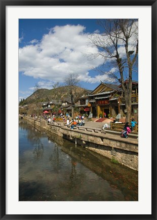 Framed Buildings along Yu River Canal, Old Town, Lijiang, Yunnan Province, China Print
