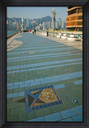 Framed Plaque and Handprints of Jackie Chan, Avenue Of The Stars, Victoria Harbour, Kowloon, Hong Kong, China Print