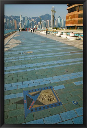 Framed Plaque and Handprints of Jackie Chan, Avenue Of The Stars, Victoria Harbour, Kowloon, Hong Kong, China Print