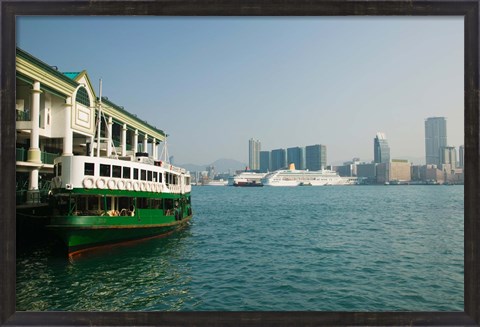 Framed Star ferry on a pier with buildings in the background, Central District, Hong Kong Island, Hong Kong Print