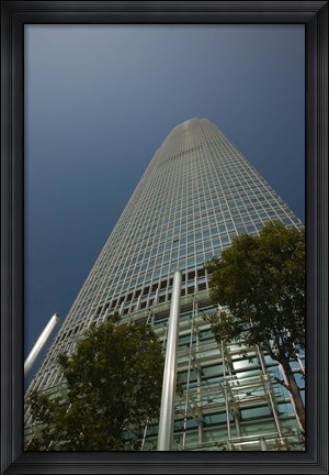 Framed Trees in front of a building, Two International Finance Centre, Central District, Hong Kong Island, Hong Kong Print