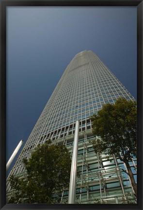 Framed Trees in front of a building, Two International Finance Centre, Central District, Hong Kong Island, Hong Kong Print