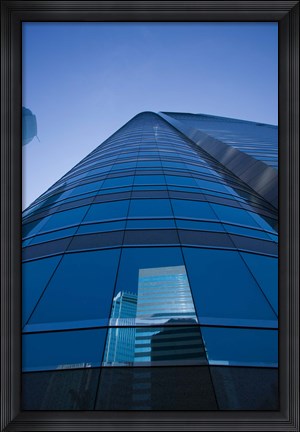 Framed Reflection of buildings on a stock exchange building, Exchange Square, Central District, Hong Kong Island, Hong Kong Print
