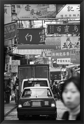 Framed Traffic on Queen&#39;s Road Central, Central District, Hong Kong Island, Hong Kong Print