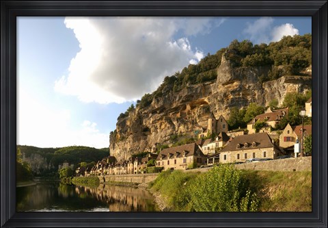 Framed Village at the waterfront, La Roque-Gageac, Dordogne, Aquitaine, France Print