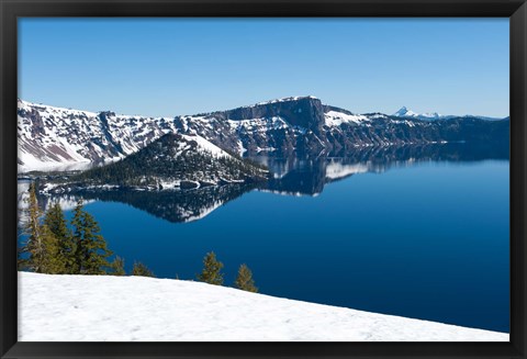 Framed Lake in winter, Crater Lake, Crater Lake National Park, Oregon Print